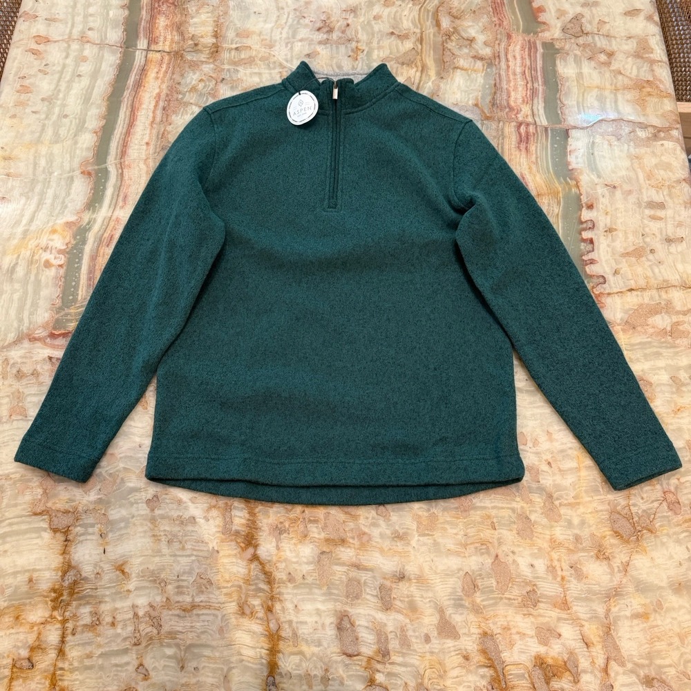 Aspen Womens Medium Green Quarter Zip Pullover Fleece Sweatshirt Cozy‎ Soft